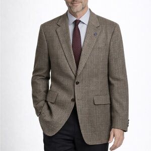 Saville Row Varsity Club Vintage 100% Wool Blazer Brown Plaid Sport Coat Men’s